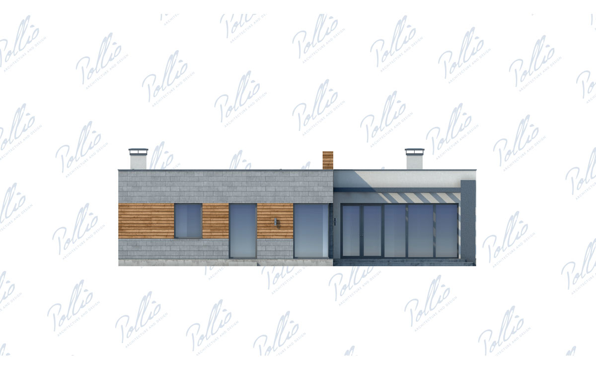 X6 - Projekt domu parterowego murowanego z garażem, 3 sypialniami i gabinetem / 7