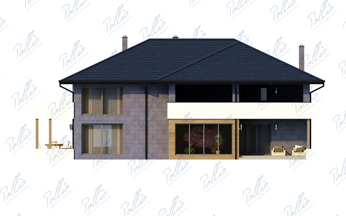 X31 - Projekt domu piętrowego 17 x 14 z cegły z kominkiem i ogrodem zimowym / 5
