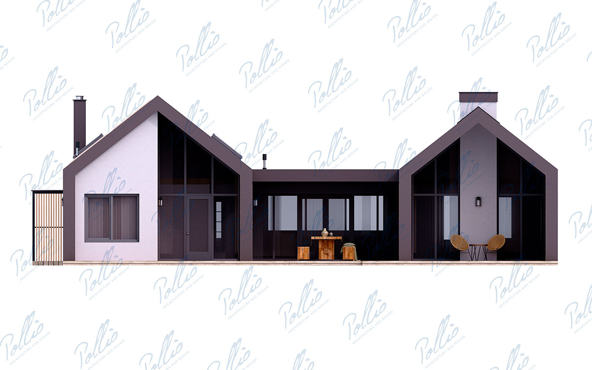 X35 - Projekt domu parterowego w kształcie litery U 16 x 13 w stylu stodoły z pustką nad salonem / 5