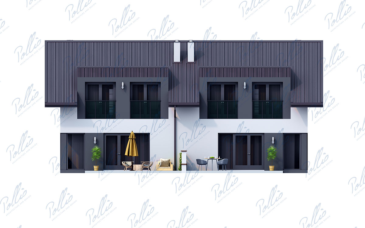 Xb4 - Projekt bliźniaka szkieletowego piętrowego o wymiarach 16 x 11 z garażem i 4 sypialniami / 15