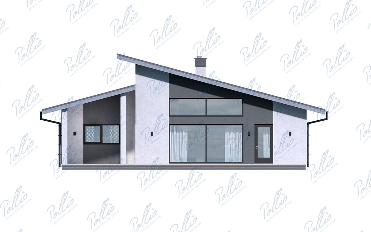 X47 - Projekt domu parterowego do 120m² z dachem jednospadowym, 3 sypialniami oraz dużym tarasem z tyłu / 5
