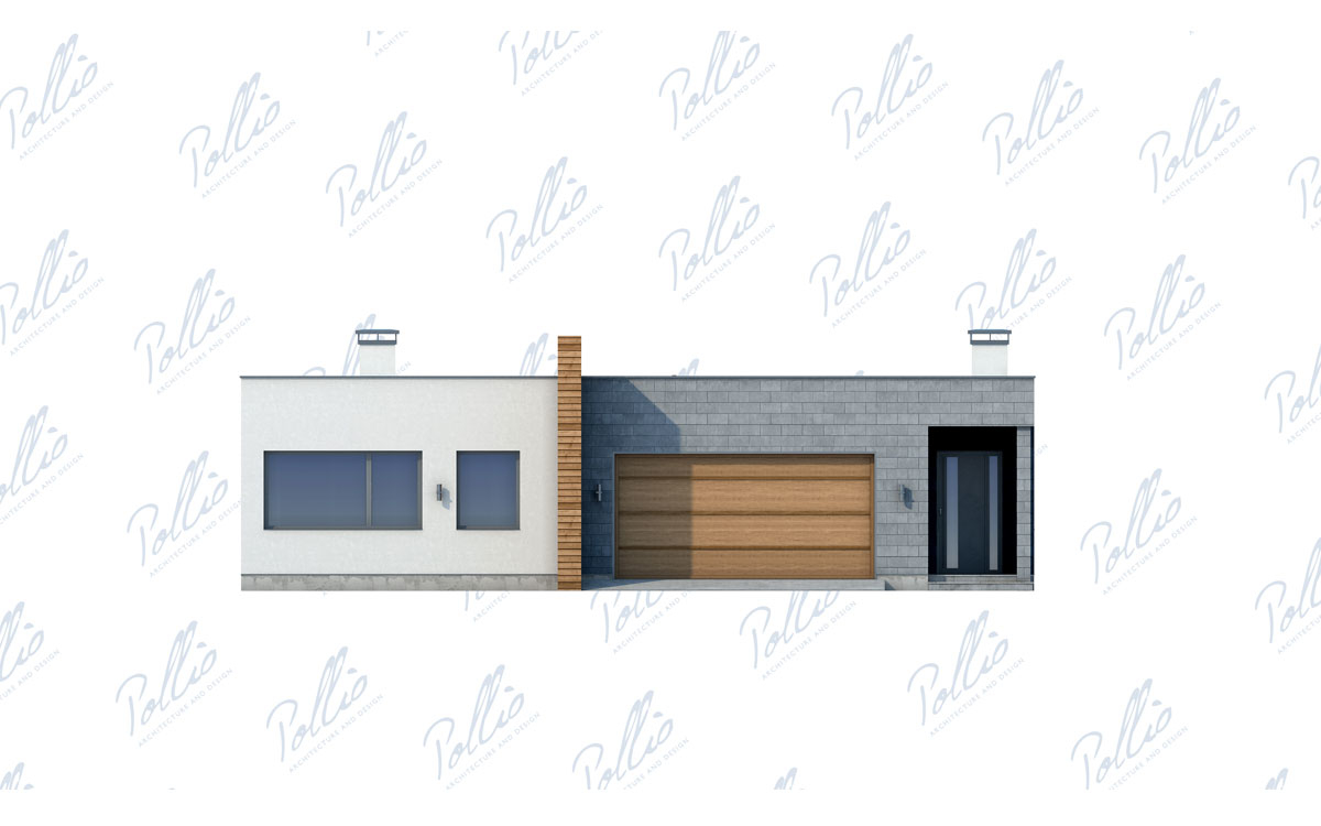 X6 - Projekt domu parterowego murowanego z garażem, 3 sypialniami i gabinetem / 5