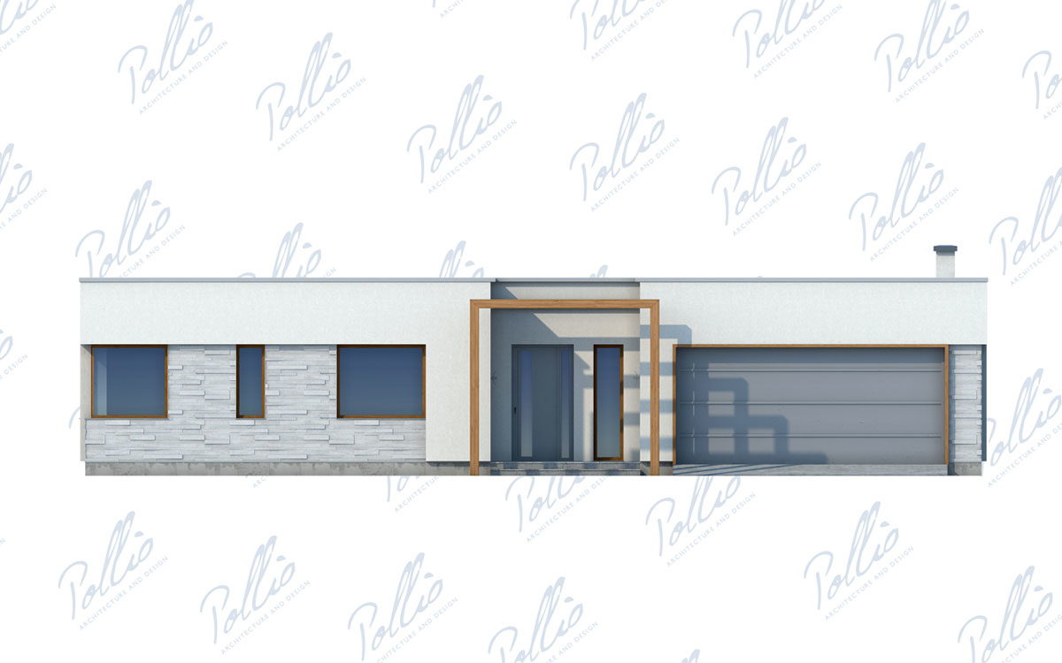 X7 - Projekt domu parterowego 17 x 18 z betonu komórkowego z garażem i płaskim dachem / 5