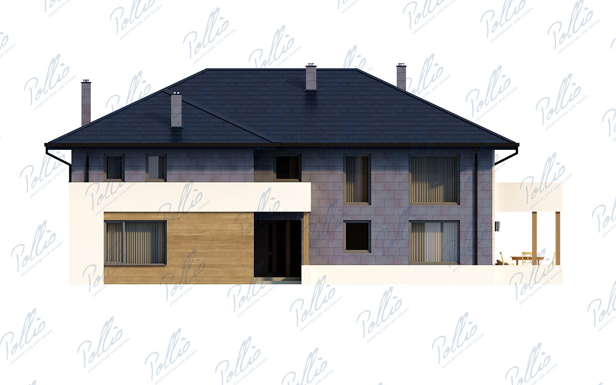 X31 - Projekt domu piętrowego 17 x 14 z cegły z kominkiem i ogrodem zimowym / 3