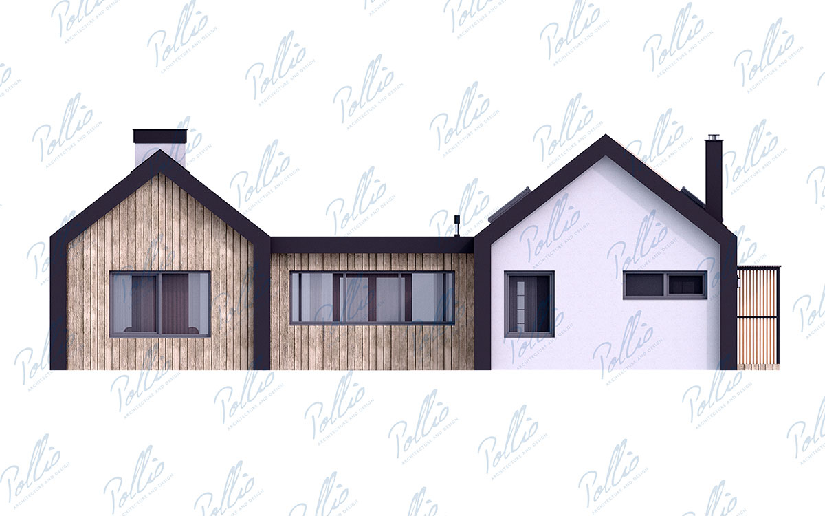 X35 - Projekt domu parterowego w kształcie litery U 16 x 13 w stylu stodoły z pustką nad salonem / 3