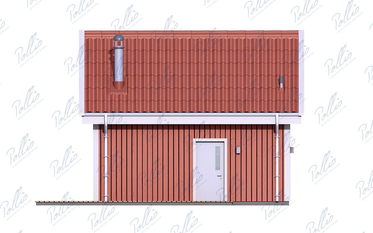 X52 - Projekt niewielkiego domu o pow. do 40 m² z poddaszem użytkowym, bez garażu, z dużymi oknami i antresolą / 3