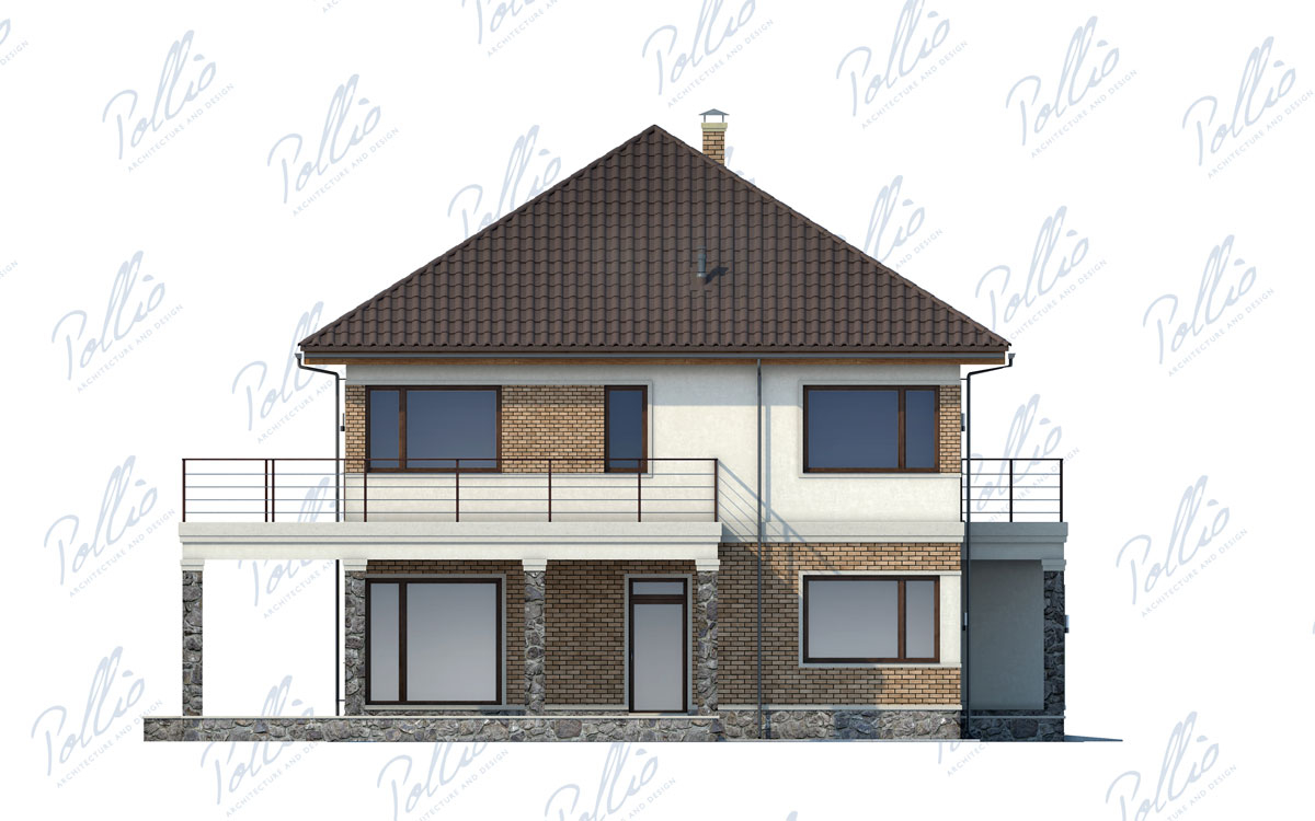 X3 - Projekt domu piętrowego 13 x 13 z betonu komórkowego z garażem, 3 sypialniami, gabinetem i narożnym tarasem / 8