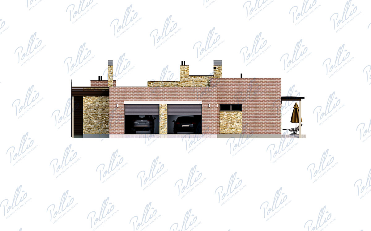 X28 - Projekt domu parterowego 28 x 15 z 3 sypialniami, płaskim dachem i garażem / 7