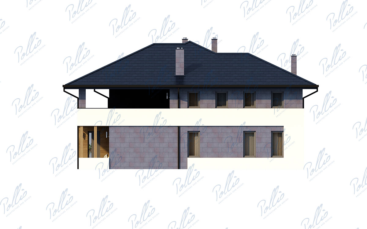 X31 - Projekt domu piętrowego 17 x 14 z cegły z kominkiem i ogrodem zimowym / 6