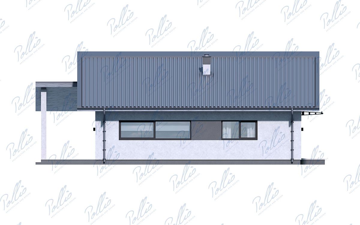 X47 - Projekt domu parterowego do 120m² z dachem jednospadowym, 3 sypialniami oraz dużym tarasem z tyłu / 6