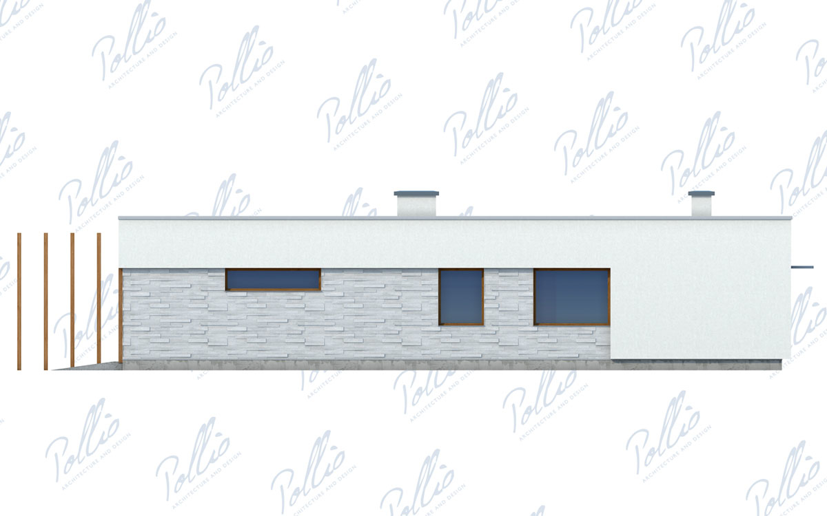 X7 - Projekt domu parterowego 17 x 18 z betonu komórkowego z garażem i płaskim dachem / 6