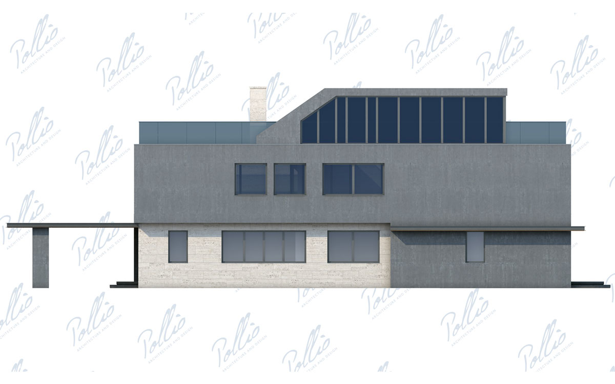 X8 - Projekt domu dwupiętrowego high-tech do 350 m2 z 4 sypialniami, tarasem i ogrodem zimowym na dachu eksploatowanym / 6
