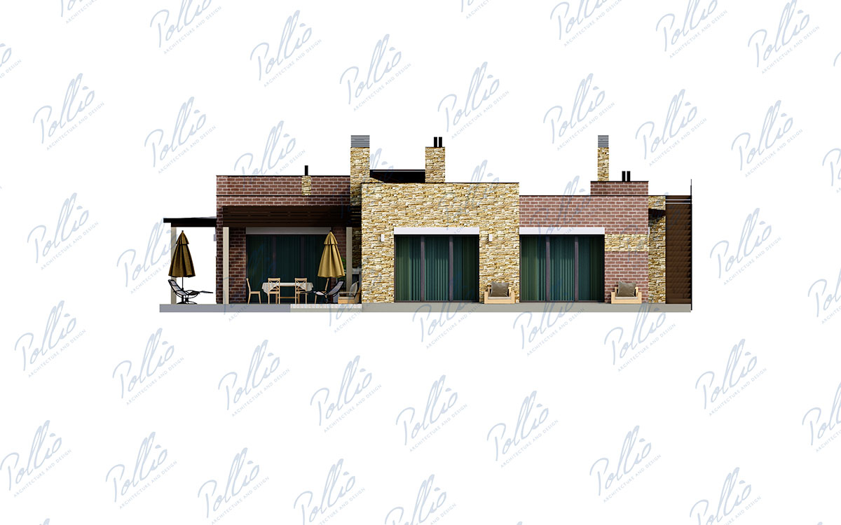 X28 - Projekt domu parterowego 28 x 15 z 3 sypialniami, płaskim dachem i garażem / 5
