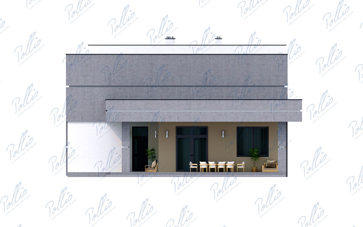 X27 - Projekt piętrowego domu w stylu high-tech 16 x 10 z płaskim dachem i 3 sypialniami / 4