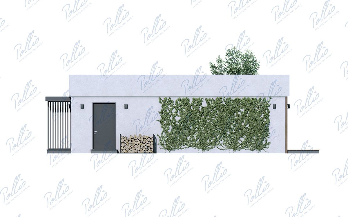 X43 - Projekt parterowego domu szkieletowego do 80m² w kształcie litery L z płaskim dachem i dużym tarasem / 5