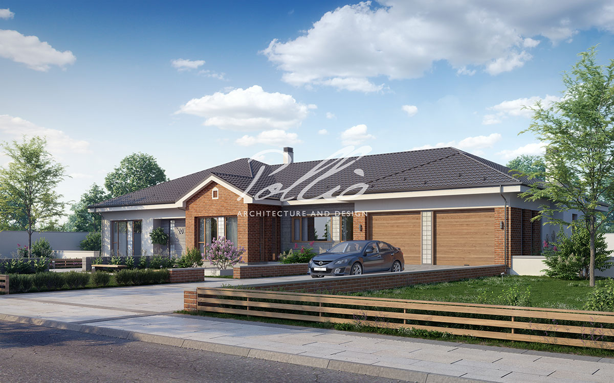 X20 - Projekt domu parterowego do 250 m2 z 2 sypialniami, gabinetem i garażem na 2 samochody / 2