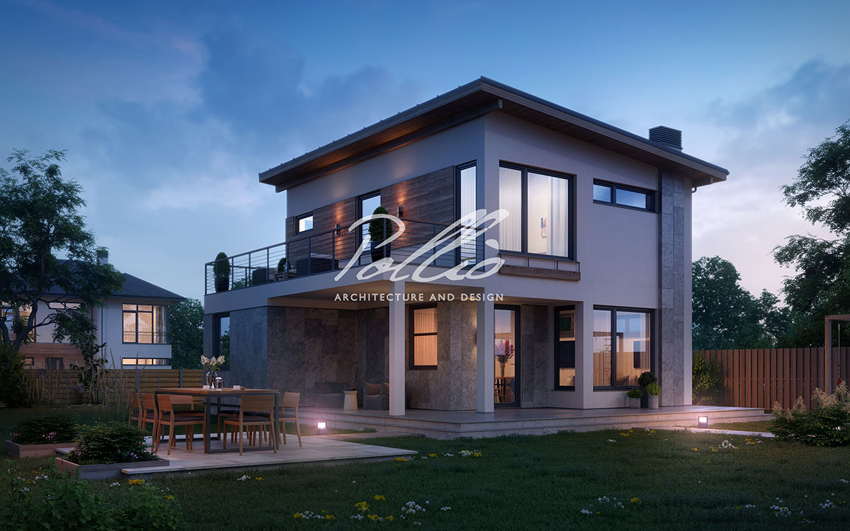 X19A - Projekt domu piętrowego do 120 m2 z dachem jednospadowym, tarasem i antresolą / 2