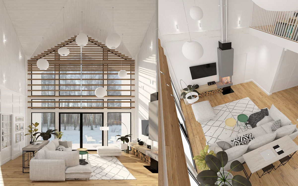 X39 - Projekt domu piętrowego 14 x 11 z paneli SIP w stylu stodoły z antresolą / 3