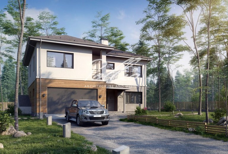 Projekt domu piętrowego o pow. do 300 m², z 3 sypialniami, garażem dwustanowiskowym i piwnicą.