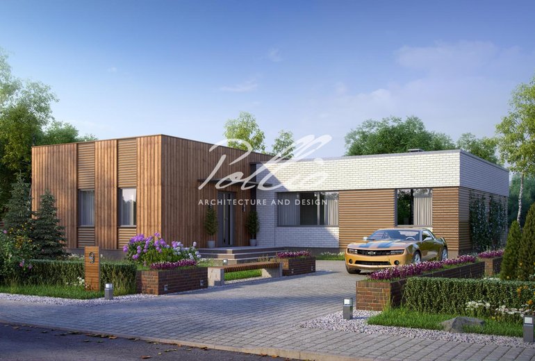 Projekt domu parterowego o powierzchni do 220 m², z płaskim dachem, sauną i 3 sypialniami.