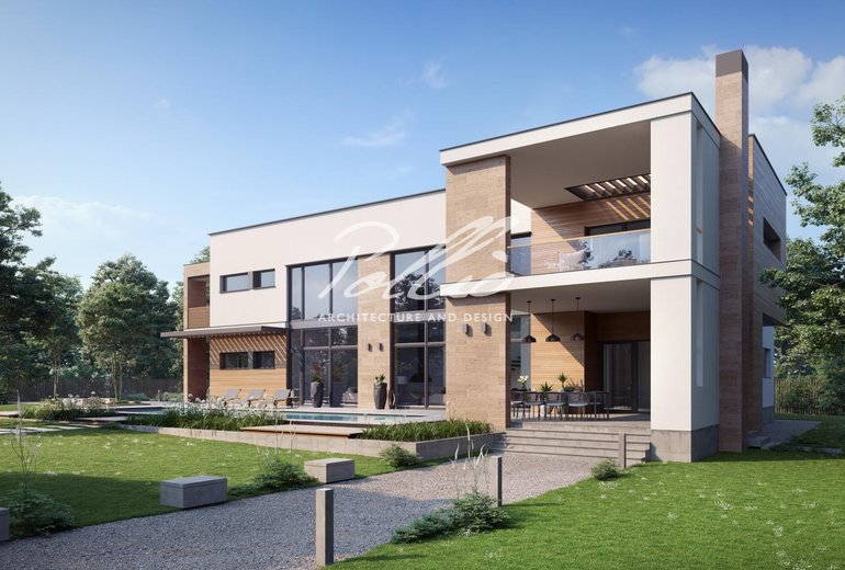 Projekt dużego piętrowego domu z piwnicą, gabinetem, 6 sypialniami i antresolą