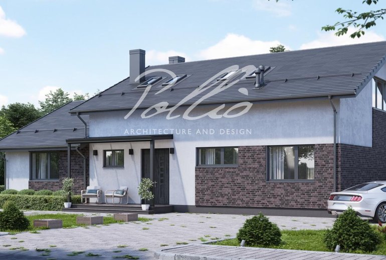 Projekt domu parterowego z poddaszem do adaptacji i wysokim sufitem nad salonem.