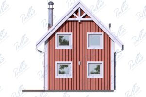 X52 - Projekt niewielkiego domu o pow. do 40 m² z poddaszem użytkowym, bez garażu, z dużymi oknami i antresolą / 3