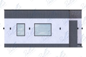 X45 - Projekt małego parterowego domu z 2 sypialniami, dużymi oknami i płaskim dachem / 6