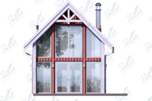 X52 - Projekt niewielkiego domu o pow. do 40 m² z poddaszem użytkowym, bez garażu, z dużymi oknami i antresolą / 4