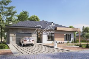 X12B - Projekt domu parterowego z poddaszem użytkowym, 4 sypialniami i garażem jednostanowiskowym / 2