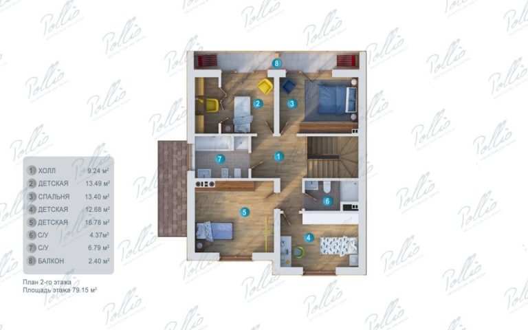 X24 - Projekt domu piętrowego 150 m2 z betonu komórkowego z 5 sypialniami i dużym tarasem / 12