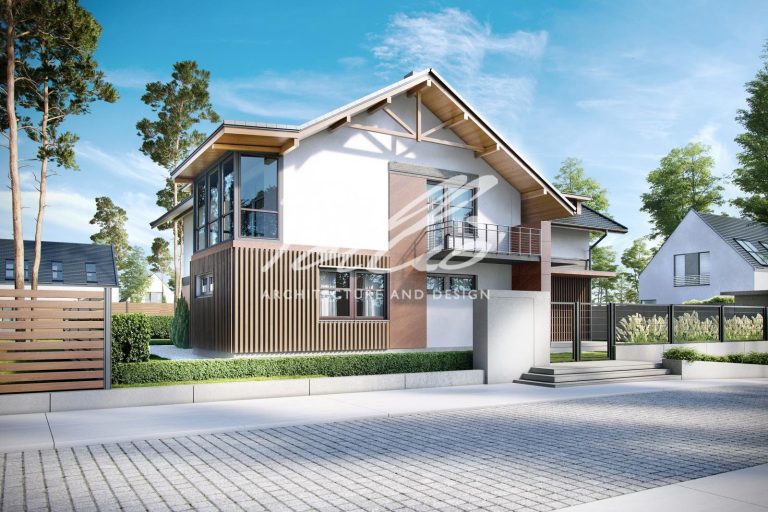 X14 - Projekt domu piętrowego z 4 sypialniami, pokojem kominkowym i 2 salonami / 1
