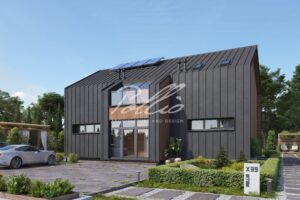 X39 - Projekt domu piętrowego z betonu komórkowego w stylu stodoły z antresolą i dużą kuchnią. / 1