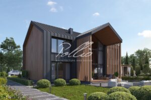 X39 - Projekt domu piętrowego z betonu komórkowego w stylu stodoły z antresolą i dużą kuchnią. / 2