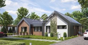 X35 - Projekt domu parterowego w kształcie litery U w stylu stodoły z pustką nad salonem / 2