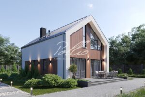 X49 - Projekt domu w stylu nowoczesnej stodoły na wąską działkę z dodatkowym pokojem na parterze / 2